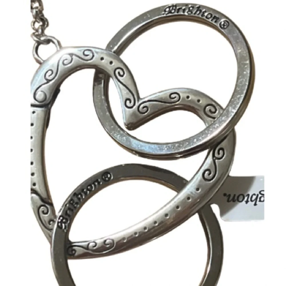 NWT Brighton Patchwork Valley Silver Heart Keychain